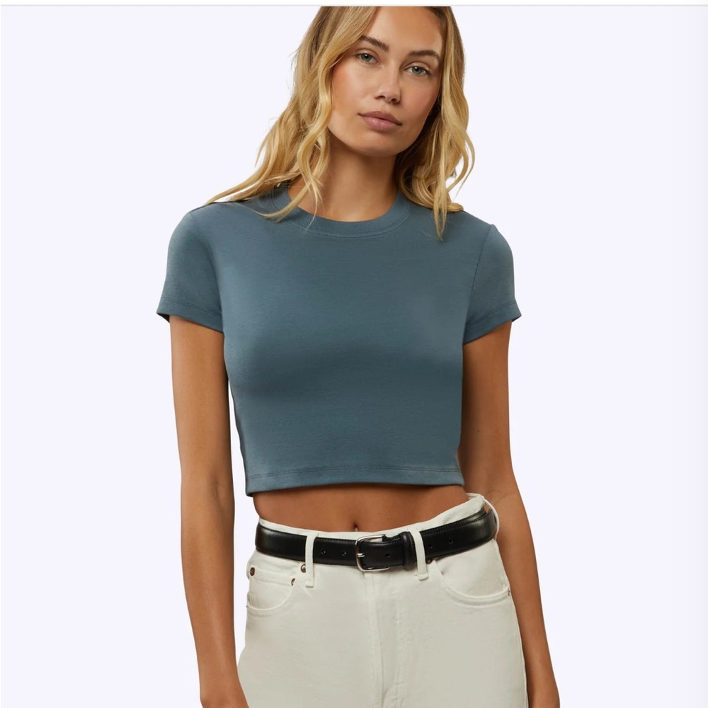 Cuts Tomboy Tee Cropped Petrol